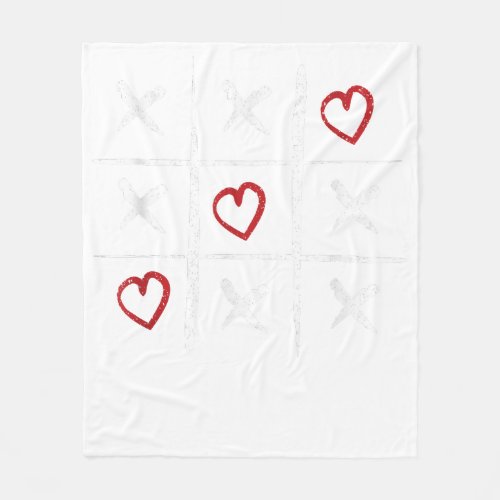 Valentine Tic Tac Toe Hearts Valentines Day Valent Fleece Blanket