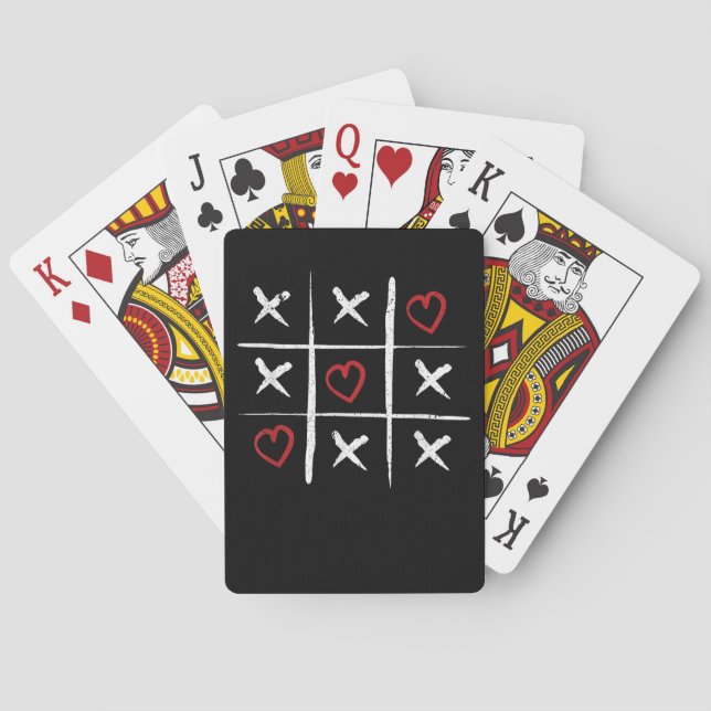 Valentine Tic Tac Toe Hearts Valentines Day Valent Poker Cards (Back)