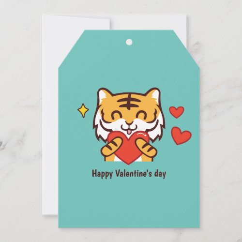 Valentine tiger heart holiday card
