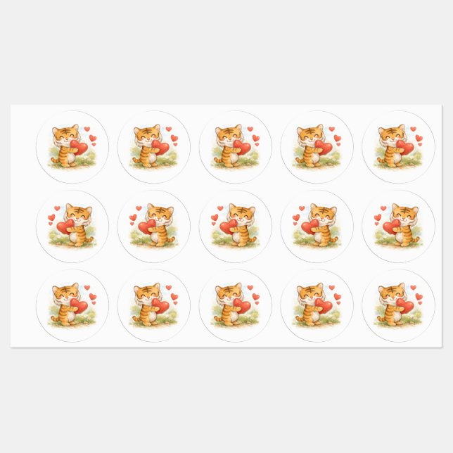 Valentine tiger labels (Sheet)