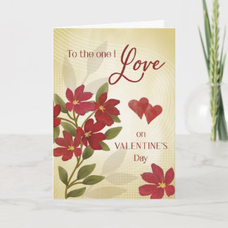 Valentine to the one I Love Red Floral Collage Card