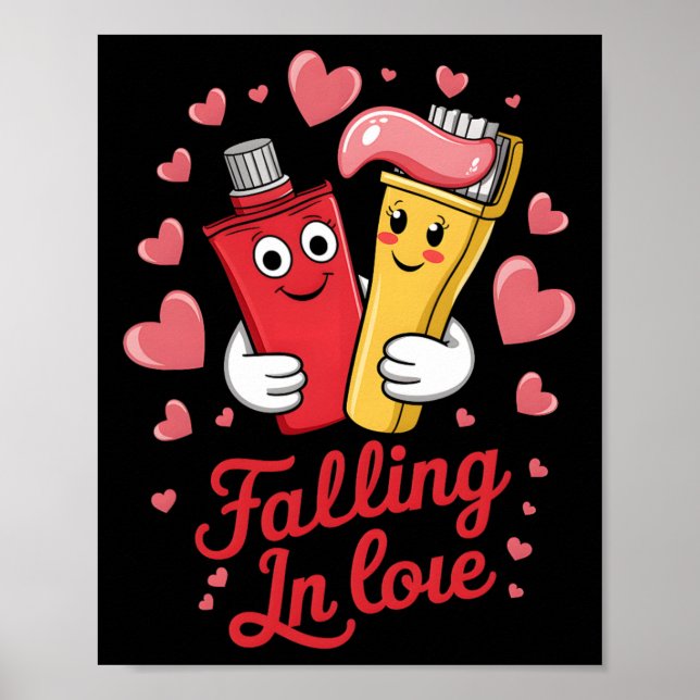 Valentine Toothpaste Love Toothbrushes Falling Inl Poster (Front)
