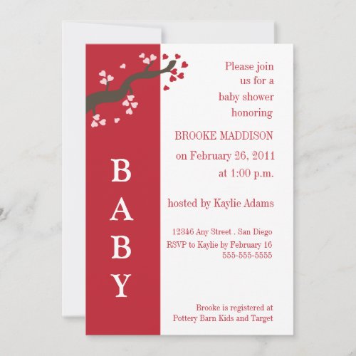 Valentine Tree Baby Shower Invitation