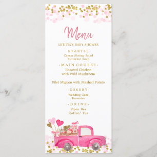 Valentine Truck Sweetheart Baby Shower Menu