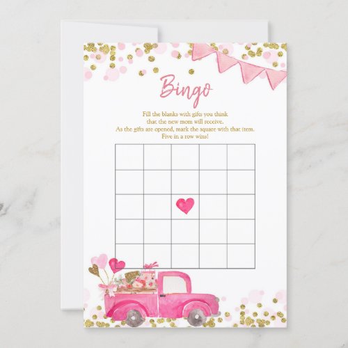 Valentine Truck Sweetheart Bingo Game Invitation