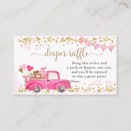 Valentine Truck Sweetheart Diaper Raffle Enclosure Card