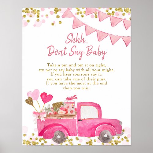 Valentine Truck Sweetheart Dont Say Baby Poster