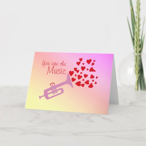 Valentine Trumpet Hearts Holiday Card