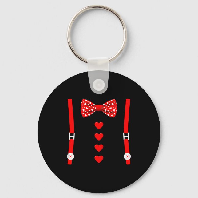 Valentine Tuxedo Heart Outfit Funny Love  Keychain (Front)