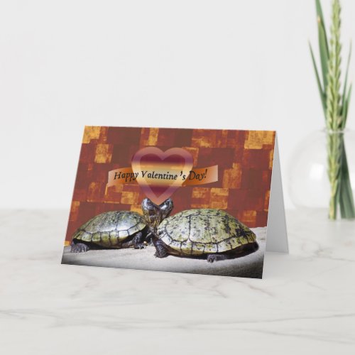 Valentine Two Turtles Heart Shape Holiday Card