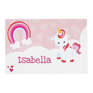 Valentine Unicorn Personalized Placemat