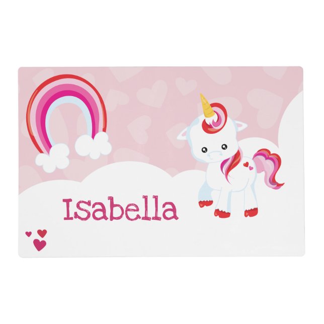 Valentine Unicorn Personalized Placemat (Front)