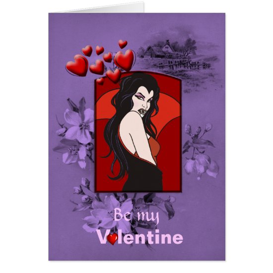 Valentine Vamp Wants a Bite on Valentines Day Card