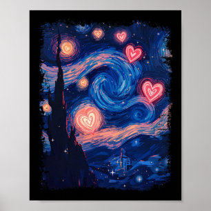 Valentine Van Gogh Starry Night Heart Matching Cou Poster