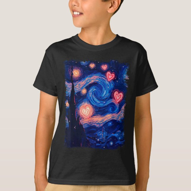 Valentine Van Gogh Starry Night Heart Matching Cou T-Shirt (Front)