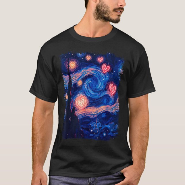 Valentine Van Gogh Starry Night Heart Matching Cou T-Shirt (Front)