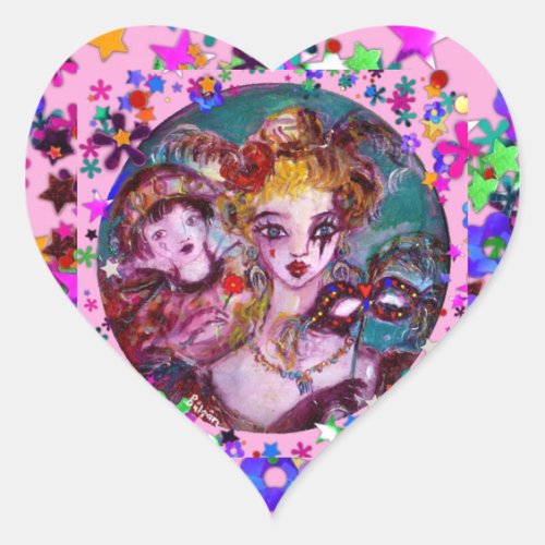 VALENTINE VENETIAN MASQUERADE CONFETTI HEART STICKER