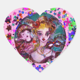 VALENTINE VENETIAN MASQUERADE CONFETTI HEART STICKER