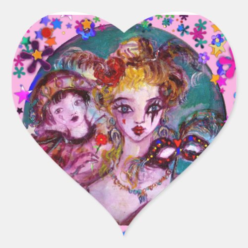 VALENTINE VENETIAN MASQUERADE CONFETTI HEART STICKER