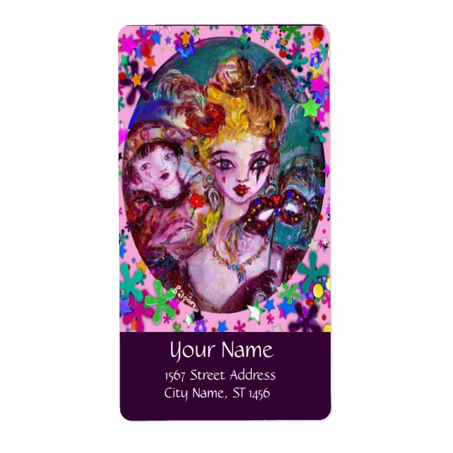 VALENTINE VENETIAN MASQUERADE CONFETTI LABEL (Front)