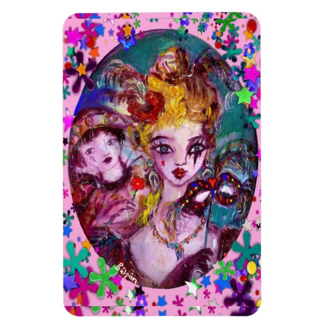 VALENTINE VENETIAN MASQUERADE CONFETTI MAGNET (Vertical)