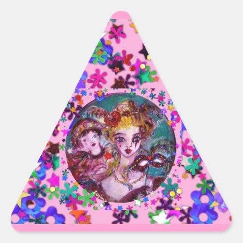 VALENTINE VENETIAN MASQUERADE CONFETTI TRIANGLE STICKER