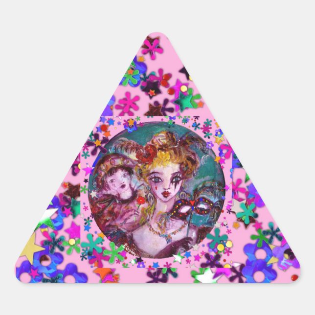VALENTINE VENETIAN MASQUERADE CONFETTI TRIANGLE STICKER (Front)
