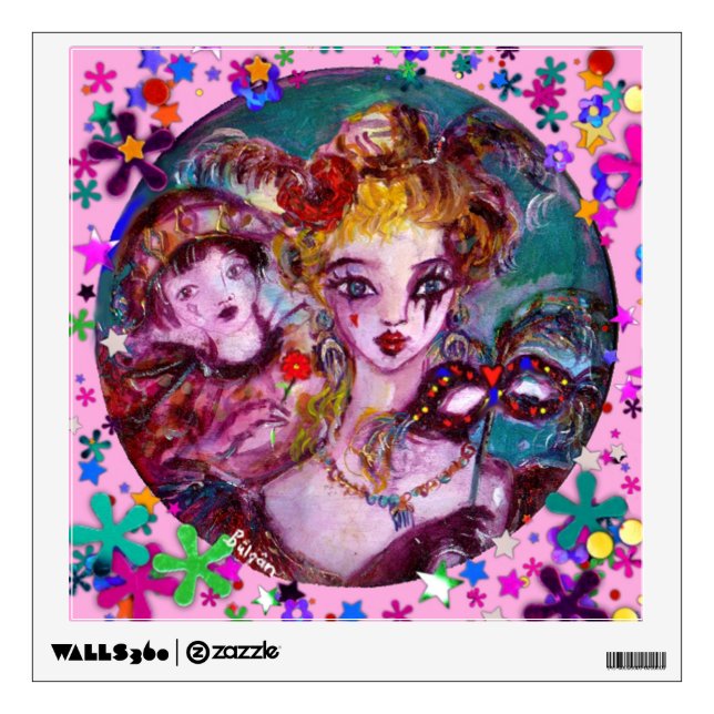 VALENTINE VENETIAN MASQUERADE CONFETTI WALL DECAL (Front)