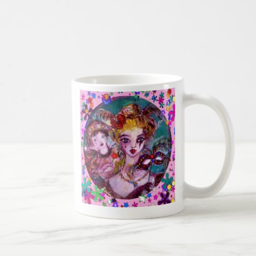 VALENTINE VENETIAN MASQUERADE MASKS AND  CONFETTI COFFEE MUG