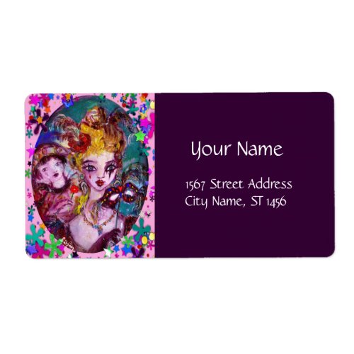 VALENTINE VENETIAN MASQUERADE MASKS AND CONFETTI LABEL