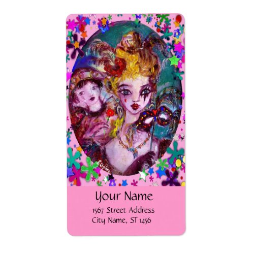 VALENTINE VENETIAN MASQUERADE MASKS AND CONFETTI LABEL