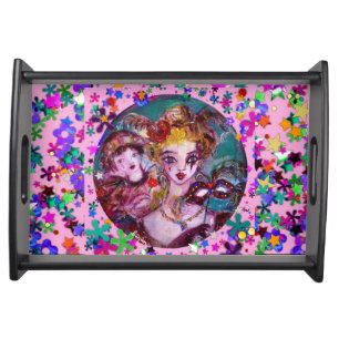 VALENTINE VENETIAN MASQUERADE MASKS AND  CONFETTI SERVING TRAY