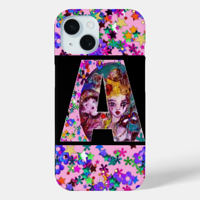 VALENTINE VENETIAN MASQUERADE MONOGRAM A LETTER Case-Mate iPhone CASE (Back)