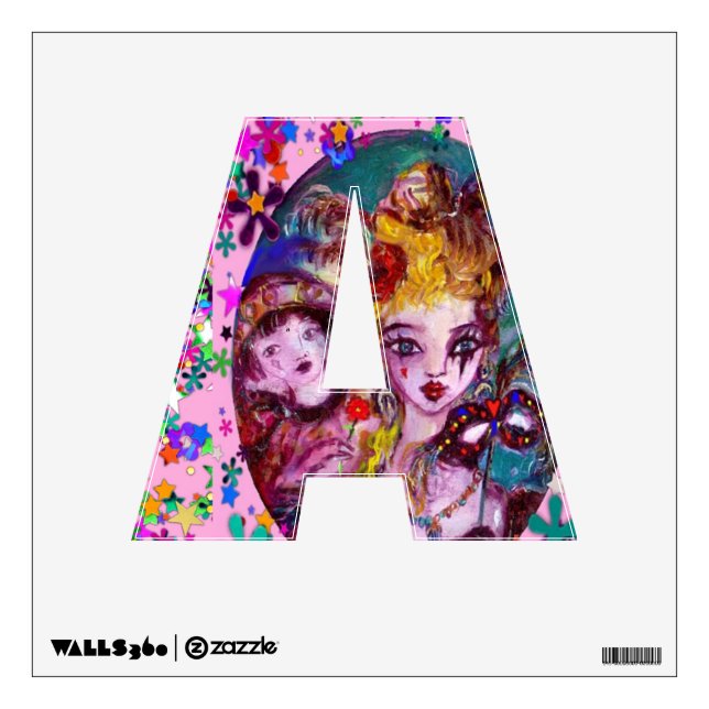 VALENTINE VENETIAN MASQUERADE MONOGRAM B LETTER WALL STICKER (Front)