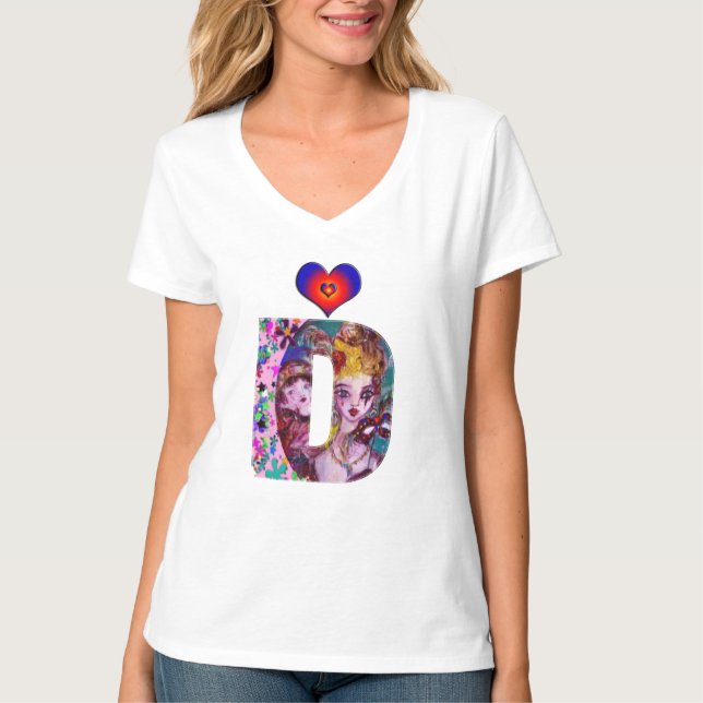 VALENTINE VENETIAN MASQUERADE MONOGRAM D LETTER T-Shirt (Front)