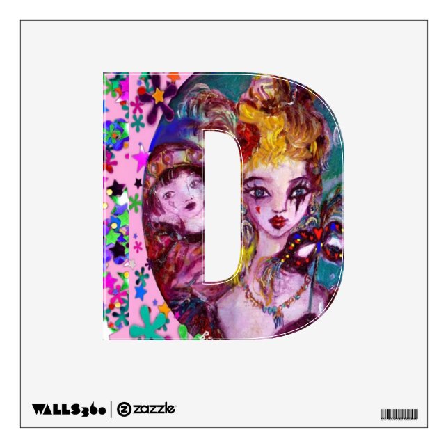 VALENTINE VENETIAN MASQUERADE MONOGRAM D LETTER WALL STICKER (Front)