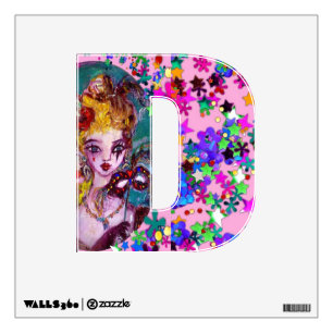 VALENTINE VENETIAN MASQUERADE MONOGRAM D LETTER WALL STICKER