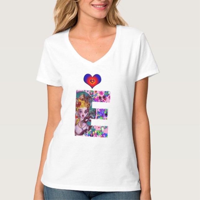 VALENTINE VENETIAN MASQUERADE MONOGRAM E LETTER T-Shirt (Front)