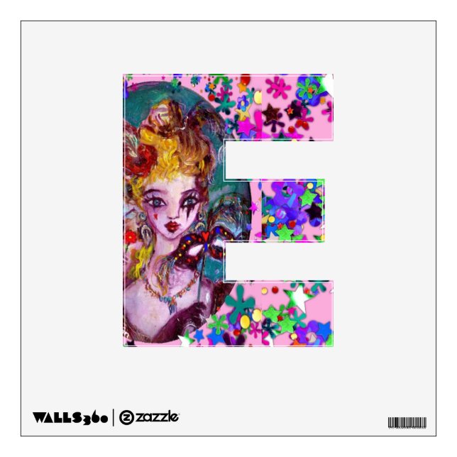 VALENTINE VENETIAN MASQUERADE MONOGRAM E LETTER WALL STICKER (Front)