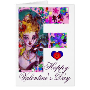 VALENTINE VENETIAN MASQUERADE MONOGRAM F LETTER CARDS