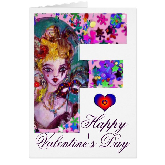 VALENTINE VENETIAN MASQUERADE MONOGRAM F LETTER CARDS (Front)