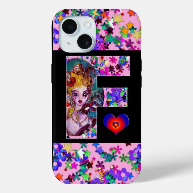 VALENTINE VENETIAN MASQUERADE MONOGRAM F LETTER Case-Mate iPhone CASE (Back)
