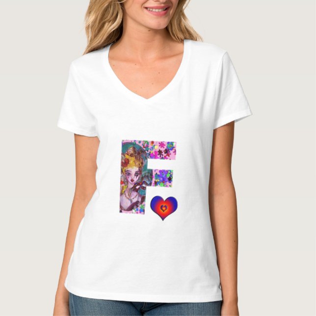 VALENTINE VENETIAN MASQUERADE MONOGRAM F LETTER T-Shirt (Front)
