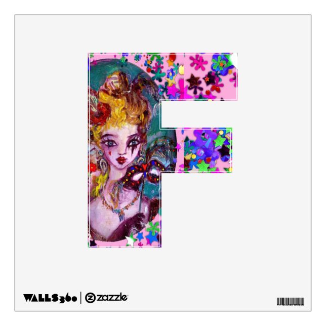 VALENTINE VENETIAN MASQUERADE MONOGRAM F LETTER WALL STICKER (Front)