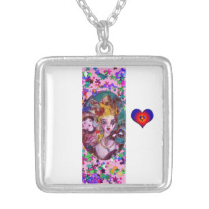 VALENTINE VENETIAN MASQUERADE MONOGRAM I LETTER SILVER PLATED NECKLACE