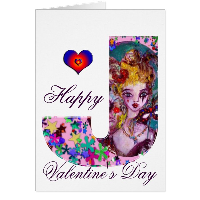 VALENTINE VENETIAN MASQUERADE MONOGRAM J LETTER CARD