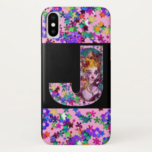 VALENTINE VENETIAN MASQUERADE MONOGRAM J LETTER iPhone XS CASE