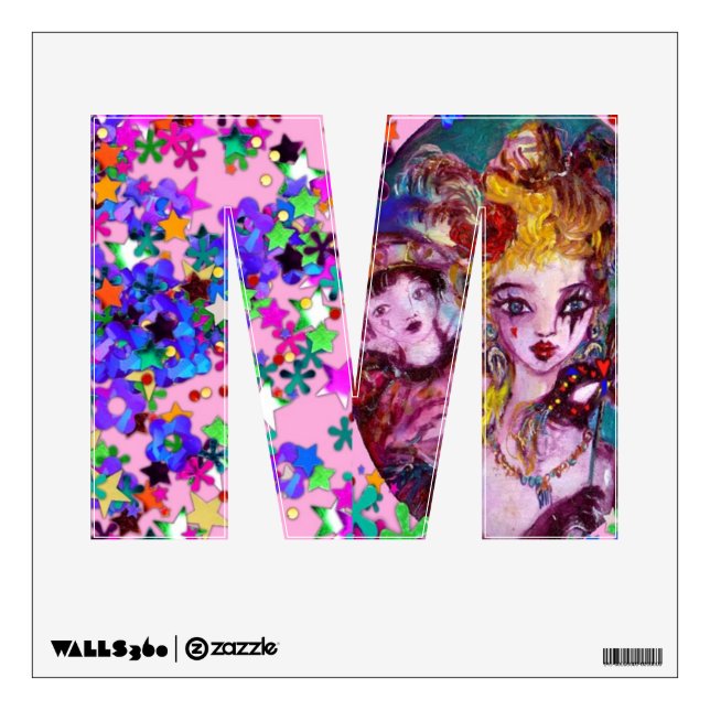 VALENTINE VENETIAN MASQUERADE MONOGRAM J LETTER WALL STICKER (Front)