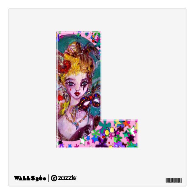 VALENTINE VENETIAN MASQUERADE MONOGRAM L LETTER WALL STICKER (Front)