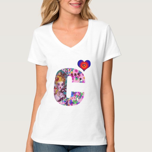 VALENTINE VENETIAN MASQUERADE MONOGRAM M LETTER T-Shirt (Front)
